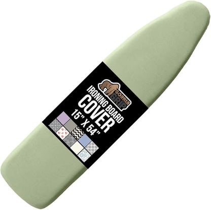 GORILLA GRIP The Original Ironing Board Cover and Pad, Silicone Coating, Thick Scorch Resistant Padding, Heavy Duty Iron Covers Standard Boards, Hook and Loop Fastener Strap, Sage, 15x54