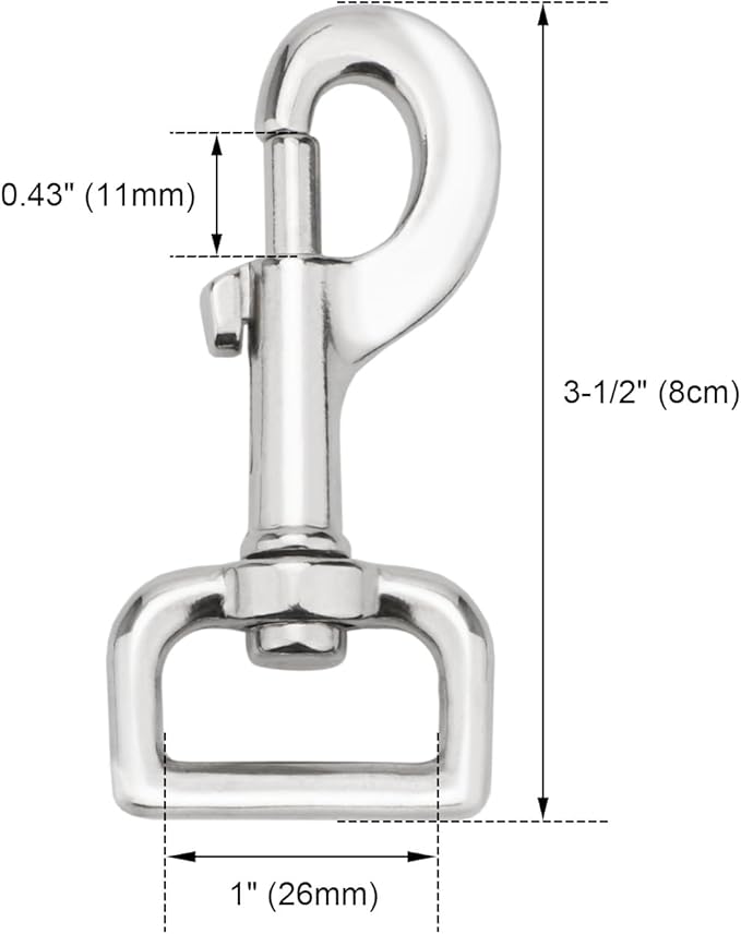Swivel Snap Hooks Heavy Duty Dog Leash Hook Trigger Clip Clasp for Linking Pet Leash Collar, Key Chain, Dog Playpen (3-1/2" (8cm), 1", 10 Pack)