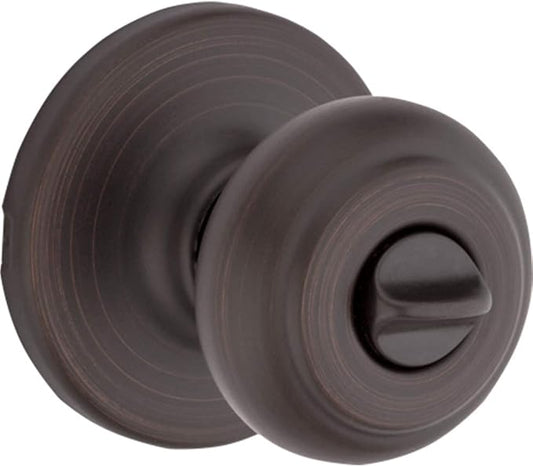 Kwikset Cove Interior Privacy Door Knob with Lock, Door Handle for Bathroom and Bedroom, Venetian Bronze Keyless Turn Lock Doorknob (Pack of 4)