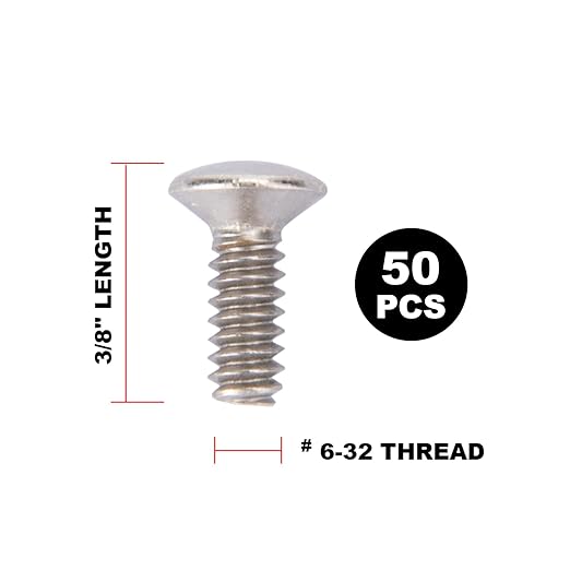 Henne Bery 3/8" Long 6-32 Thread, Oval Head Milled Slot Replacement Wall Plate Screws, 50 Pack, Satin Nickel/Brushed Nickel