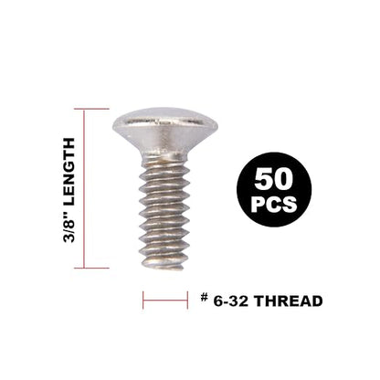 Henne Bery 3/8" Long 6-32 Thread, Oval Head Milled Slot Replacement Wall Plate Screws, 50 Pack, Satin Nickel/Brushed Nickel