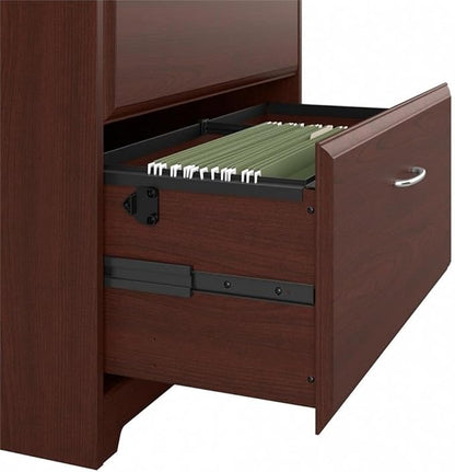 Bush Home Cabot 2 Drawer Lateral File Cabinet in Harvest Cherry, Home Office Chest for Letter, Legal, and A4-size Document Storage