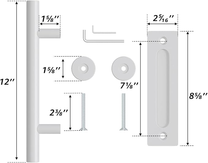 SMARTSTANDARD 12" Barn Door Handles,Sliding Barn Door Pull Handle White Heavy Duty Large Rustic Two-Side Design for Gates Garages Sheds Furniture Solid Steel Material Round