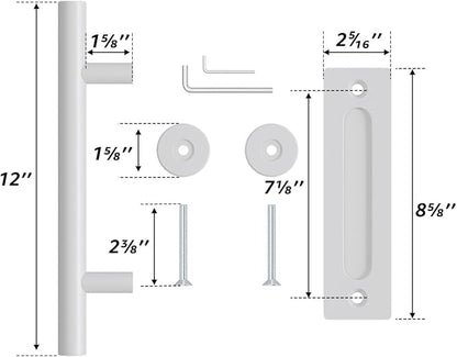 SMARTSTANDARD 12" Barn Door Handles,Sliding Barn Door Pull Handle White Heavy Duty Large Rustic Two-Side Design for Gates Garages Sheds Furniture Solid Steel Material Round