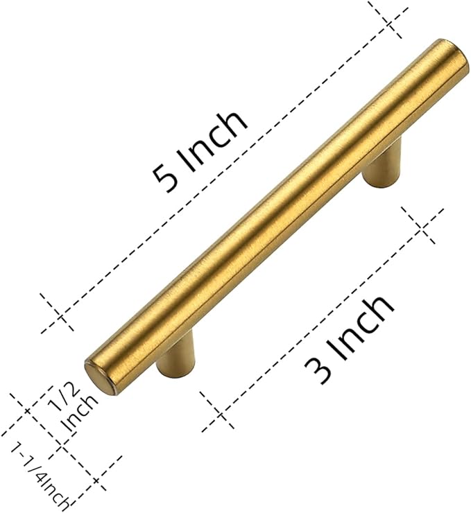 Ravinte 25 Pack | 5'' Cabinet Pulls Brushed Brass Stainless Steel Kitchen Drawer Pulls Cupboard Pulls Cabinet Handles 5”Length with 3” Hole Center
