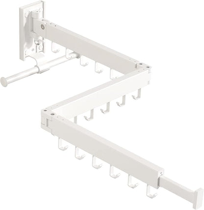Wall Mounted Clothes Hanger Rack, Clothes Drying Rack,Laundry Drying Rack,Collapsible Clothes Rack Wall Mount, Retractable Drying Rack Clothing,can Fold Upward & Left & Right,White Color