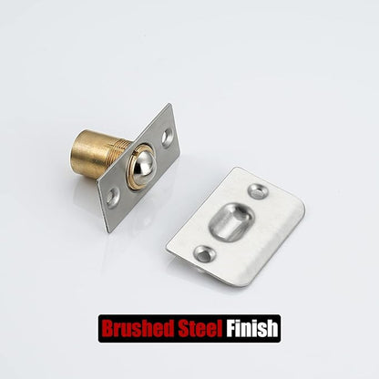 JQK Closet Door Ball Catch Hardware, Stainless Steel Catch Adjustable with Strike Plate, Brushed Satin Finish 4 Pack, HBC100-P4