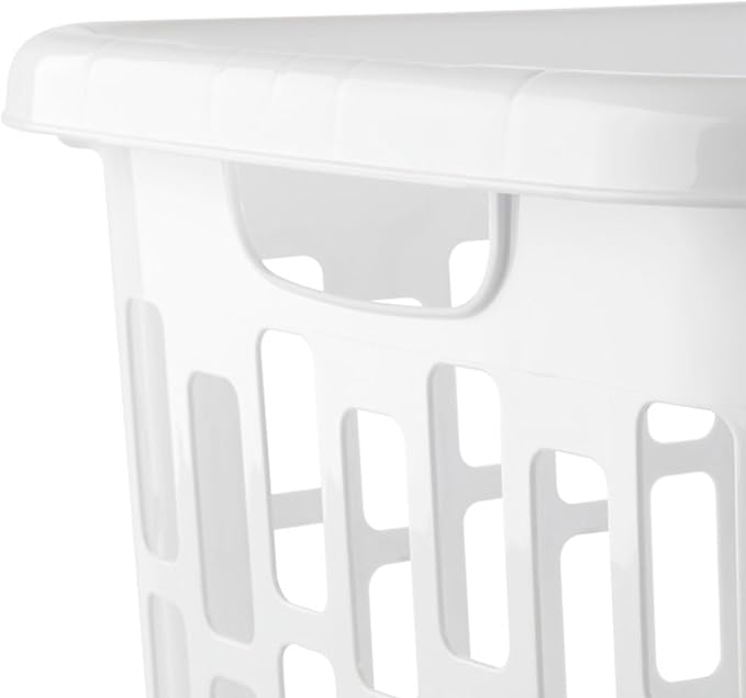 Sterilite Ultra Easy Carry Plastic Dirty Clothes Laundry Basket Hamper with Integrated Handles and Ventilation Holes, White (8 Pack)