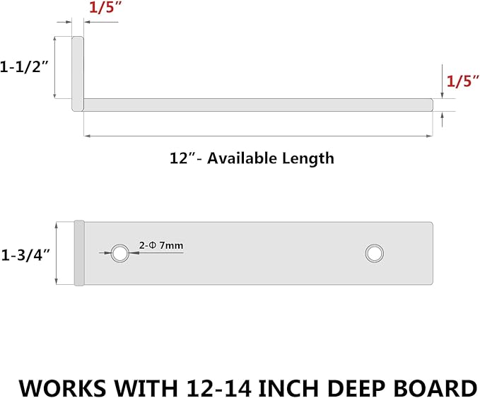 12 Inch Floating Shelf Brackets, Heavy Duty Hidden Bracket for Wall, Mantel, Bookshelves, Black Powder Coated Steel, 6-Pack