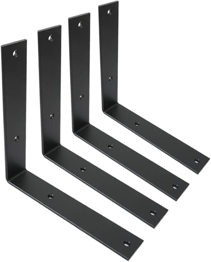 WINKER Shelf Bracket 8 Inch 8 Inchx8 Inchx1.5 Inch Heavy Duty Black Brackets for Shelves Corner L Bracket for Wall Shelves Metal Iron Shelf Brackets