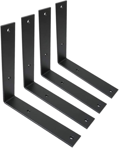 WINKER Shelf Bracket 8 Inch 8 Inchx8 Inchx1.5 Inch Heavy Duty Black Brackets for Shelves Corner L Bracket for Wall Shelves Metal Iron Shelf Brackets