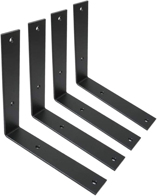 WINKER Shelf Bracket 8 Inch 8 Inchx8 Inchx1.5 Inch Heavy Duty Black Brackets for Shelves Corner L Bracket for Wall Shelves Metal Iron Shelf Brackets