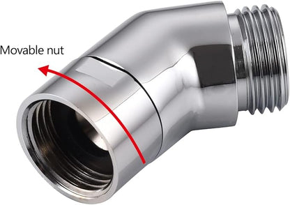 Shower Head Elbow Adapter, Shower Arm Elbow Adapter for Hand Showers and Wall-mounted Showers，Shower Arm Extension (135degree）