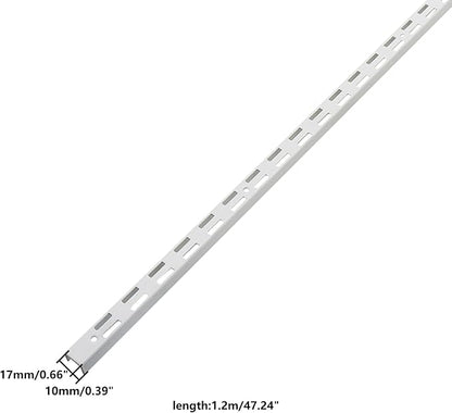 Shelving Track,ULIFESTAR Dual Trak Adjustable Wood Shelf Bracket,2PCS Direct Mount Into Fasttrack Garage Rail,Garage Organization System (17*10*1200mm/0.66*0.39*47.24" Double Row White)