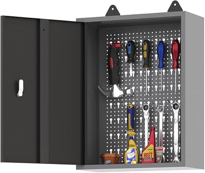 JZD Steel Wall Mounted Storage Cabinet, Metal Hanging Tool Cabinets, for Garage Workshop, Black & Grey