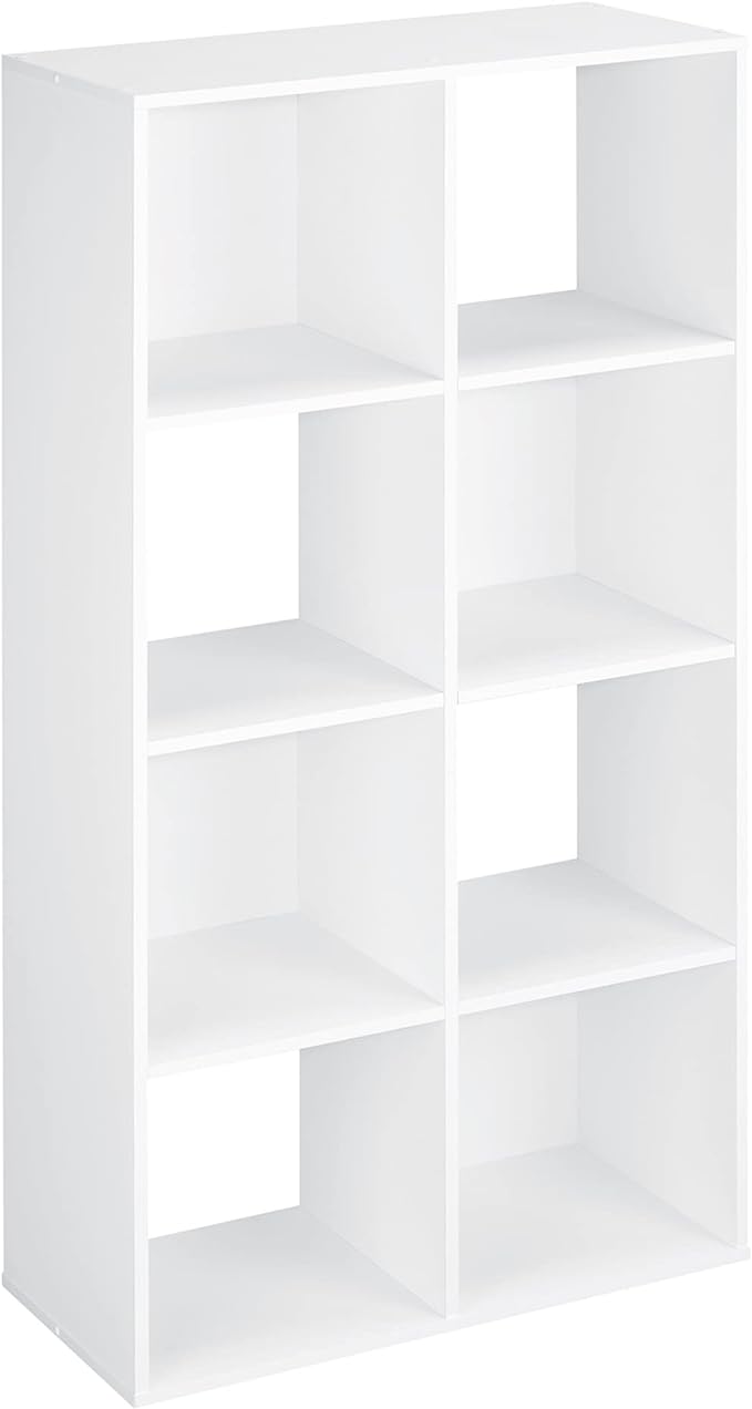 ClosetMaid Cubeicals 8 Cube Storage Shelf Organizer Bookshelf, Stackable, Vertical or Horizontal, Easy Assembly, Wood, White Finish