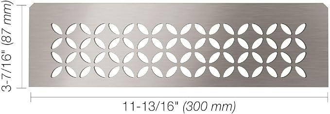 Schluter Rectangular Shelf for Prefabricated Kerdi Board SN/-SNLT Niches - 4mm Thick, Floral Design, Stainless Steel Material, Brushed Stainless Steel Finish - SNS1D5EB