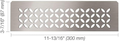 Schluter Rectangular Shelf for Prefabricated Kerdi Board SN/-SNLT Niches - 4mm Thick, Floral Design, Stainless Steel Material, Brushed Stainless Steel Finish - SNS1D5EB