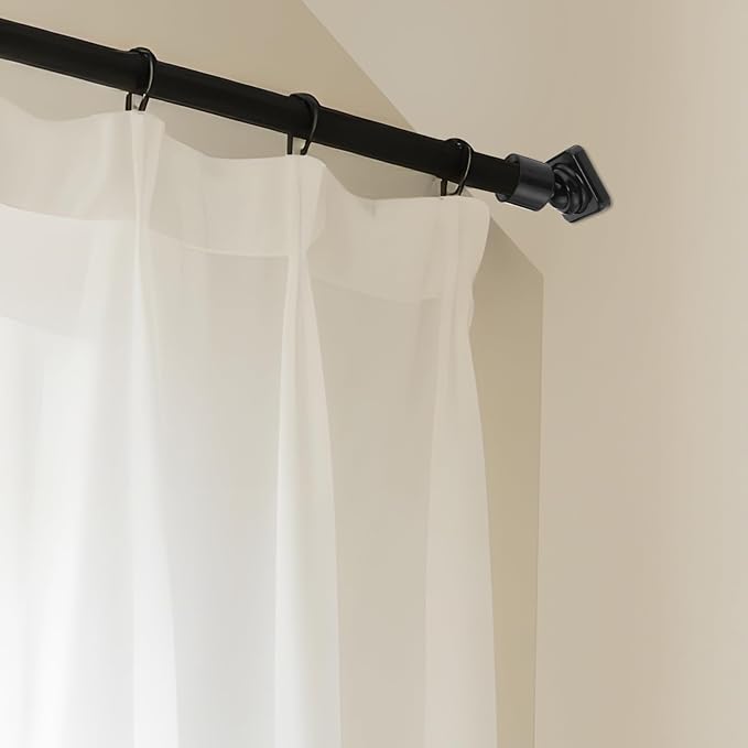 Angled Shower Rod Mount for Sloped Walls - 25mm Shower Bracket & Swivel Joints with Wall Plugs & Screws, Secure Drilling Fix (2, Black)