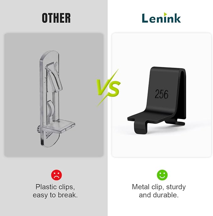 Lenink 256P-ZC Adjustable Pilaster Shelf Clip, 28 Pcs Black Shelving Brackets Clips for Metal and Wood Shelving