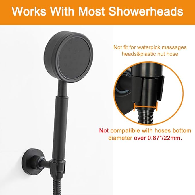 Shower Head Holder All Metal Handheld Shower Wand Bracket Adjustable Handheld Shower Head Holder Wall Mount Shower Wand Bracket Matte Black Finished