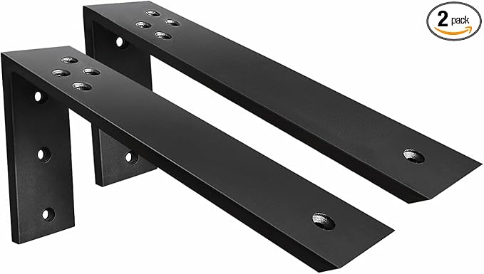 Countertop Support Brackets 2 Pack L Bracket Countertop Brackets 10" x 6" x 2.5" Heavy Duty 3/8" Thick Shelf Brackets Metal Corbels L Shape Bracket for Wood Shelf/Quartz/Granite/Concret Countertops