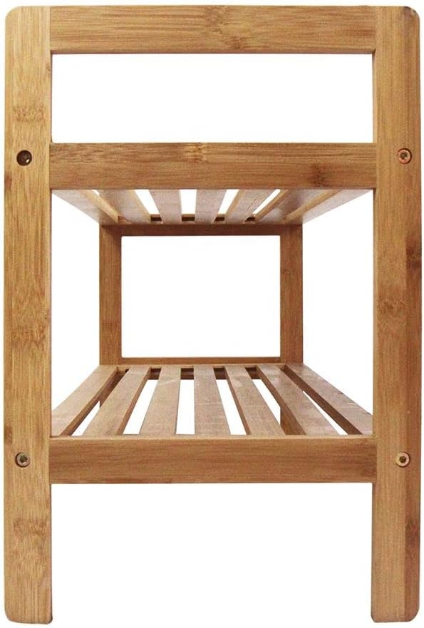 Oceanstar 2 Tier Natural Bamboo Shoe Rack