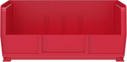 Akro-Mils 30235 AkroBins Plastic Storage Bins, Space-Saving Stackable Bins for Garage, Pantry, Craft Organization, 11" x 11" x 5", Red, 6-Pack