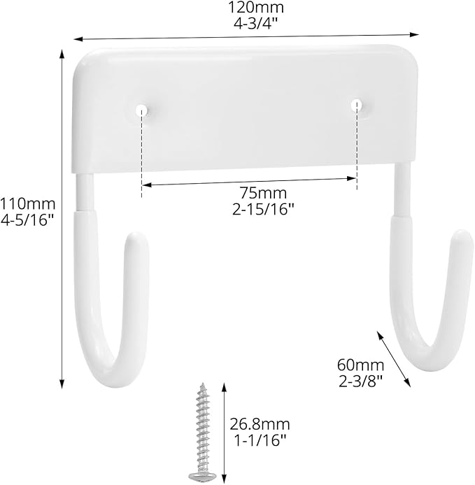 QWORK Ironing Board Wall Mount - Heavy Duty Ironing Board Hanger with 5 Inch Length, Iron Board Hook Wall Mount