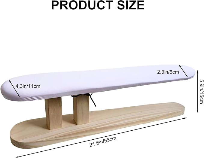 Tabletop Ironing Board Padded Small Ironing Board with Wooden Base, Chest & Sleeve Ironing Boards for Tailor, Household, Laundry Room, Apartment