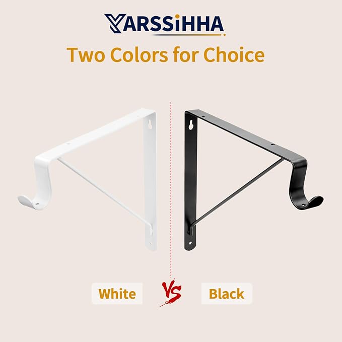 Yarssihha 4 Pack Closet Rod Bracket, 12 x 10.4 Inch Wall Mounted Closet Shelf Bracket, Black Closet Rod Support Bracket with Screws