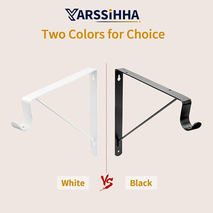 Yarssihha 6 Pack Closet Rod Bracket, 12 x 10.4 Inch Wall Mounted Closet Shelf Bracket, Black Closet Rod Support Bracket with Screws