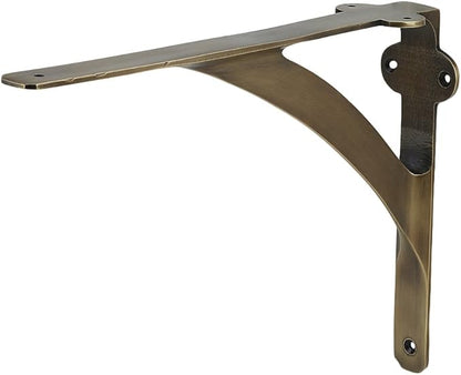 Set of 2 Brass Shelf Brackets for 8", 10", 12" Shelves - Gold Finish - Heavy Duty Brass L Brackets for Wall Shelves Hardware Included 7 3/8" X 9 7/8",