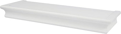 HIGH & MIGHTY 515604 Decorative 18" Floating Shelf Holds up to 15lbs, Easy Tool-Free Dry Wall Installation, Beveled, White