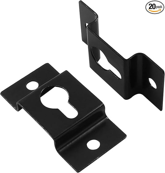 Piutouyar 20 Pcs Heavy Duty Keyhole Hangers, Metal Keyhole Bracket Hanger Accessories Fasteners with Screws for Picture Frames Mirrors Cabinet Box Audio Speaker Hanger Hook(Black, 40x20mm)