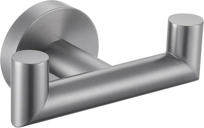 Angle Simple Double Towel Hook, SUS304 Stainless Steel Bathroom Robe Hook for Wall, Hand Towel Holder, Gunmetal Gray