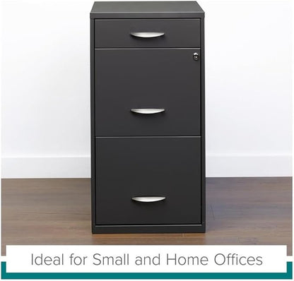 Scranton & Co 3-Drawer Metal Filing Cabinet, 27.32" H x 14.25" W x 18.00" D, Charcoal Finish, Lockable Lateral File Cabinet for Home or Office Organization, Letter Size Hanging File Storage