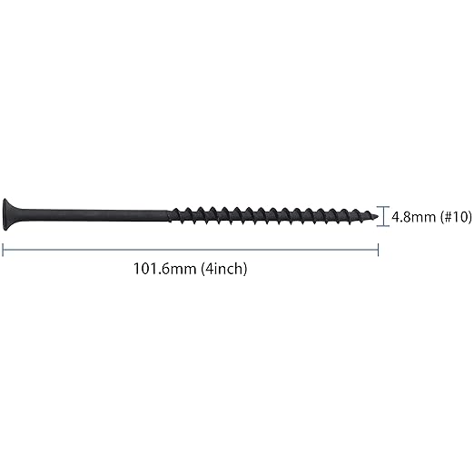 60pcs #10 × 4 inch High Hardness Drywall Screws, Black, Coarse Thread, Phillips Drive, Bugle Head, Black Wood Screws, Long Screws, Wood and More
