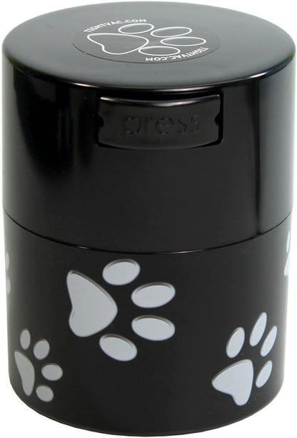 Pawvac 3 Ounce Vacuum Sealed Pet Food Storage Container; Black and White Paws