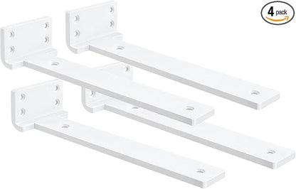 Floating Shelf Brackets 6 inch 4 Pack L Brackets for Shelves White Metal Heavy Duty Shelf Brackets for DIY Decorative with Mounting Hardware