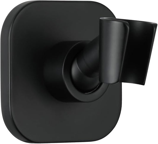 G-Promise Metal Handheld Shower Head Holder, Adjustable Wall Mount Shower Wand Bracket, Strong Adhesive Disc Mount or Drill Installation (Square, Matte Black)