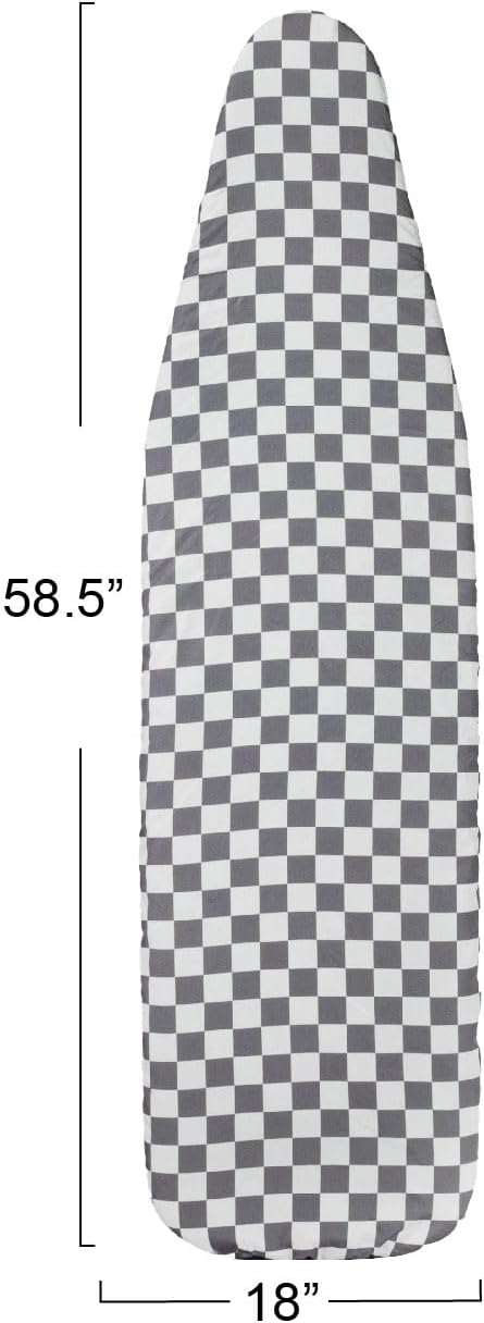 Household Essentials Wide Cotton Ironing Board Replacement Cover, White and Grey