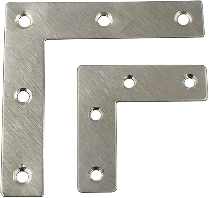 DGOL 24 Packs Two Sizes 3-1/8 inch and 2 inch L Stainless Steel Flat Corner Braces with Screw, Picture Photo Frame Angle Bracket
