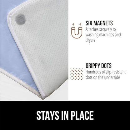 GORILLA GRIP Ironing Mat, Portable Iron Pad, Magnetic Cover for Top of Laundry Washer, Dryer, Tabletop, Countertop Padded Blanket, Silicone Coating and Scorch Resistant, Travel Size 28x24, Blue