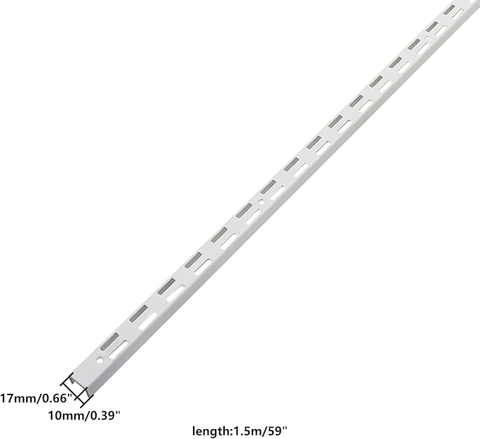 Shelving Track,ULIFESTAR Dual Trak Adjustable Wood Shelf Bracket,2PCS Direct Mount Into Fasttrack Garage Rail,Garage Organization System (17*10*1500mm/0.66*0.39*59" Double Row White)