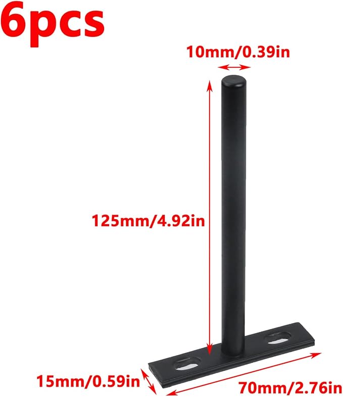 Antrader 5 Inch Solid Steel Floating Shelf Brackets, 6Pcs Blind Shelf Supports (Large) Hidden Floating Wall Shelf Support Bracket for Floating Wood Shelves, Matte Black