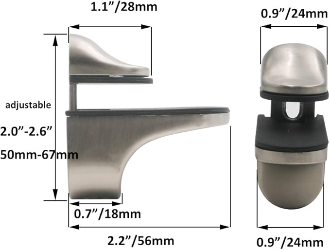 Adjustable Wood/Glass Shelf Bracket Wall Mount, Brushed Nickel, 4 Pack