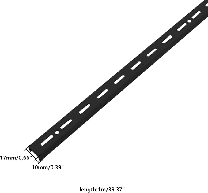 Shelving Track,ULIFESTAR Dual Trak Adjustable Wood Shelf Bracket,2PCS Direct Mount Into Fasttrack Garage Rail,Garage Organization System (17*10*1000mm/0.66*0.39*39.37" Single Row Black)