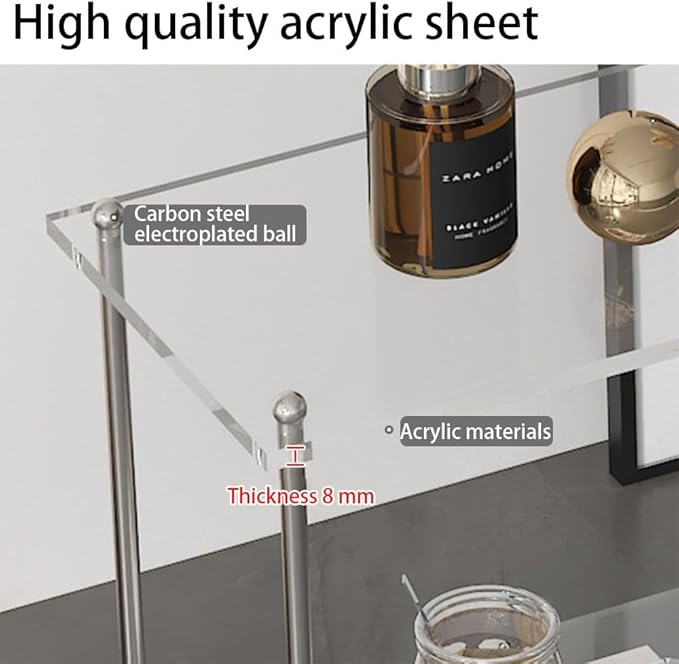 Acrylic Bathroom Organizers and Storage, Utility Shelving Unit Steel Organizer, Kitchen Island, Bakers Rack with Storage for Home, Kitchen, Office(98.5cm-38.8in)