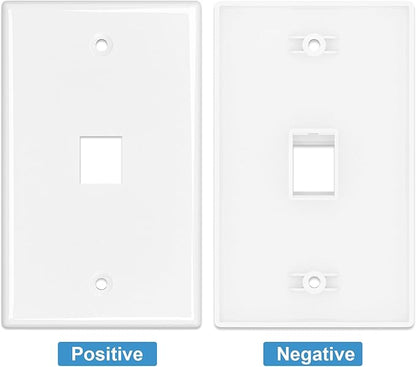 Iwillink 10Gbps Ethernet Wall Plate CAT6A, 1-Port Keystone Wall Plate and Jack Outlet, RJ45 Wall Plates with Single Gang Low Voltage Mounting Bracket - 2 Pack